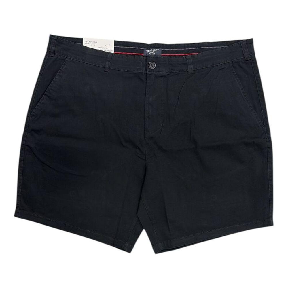Sperry Men's Black Flat-Front Casual Chino Shorts